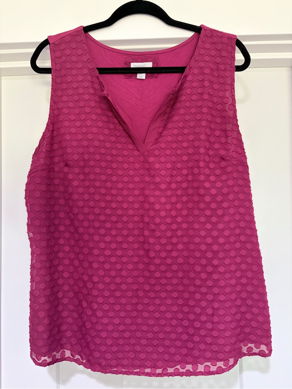 XL Market & Spruce Berry Textured Swiss Dot Sleeveless Top